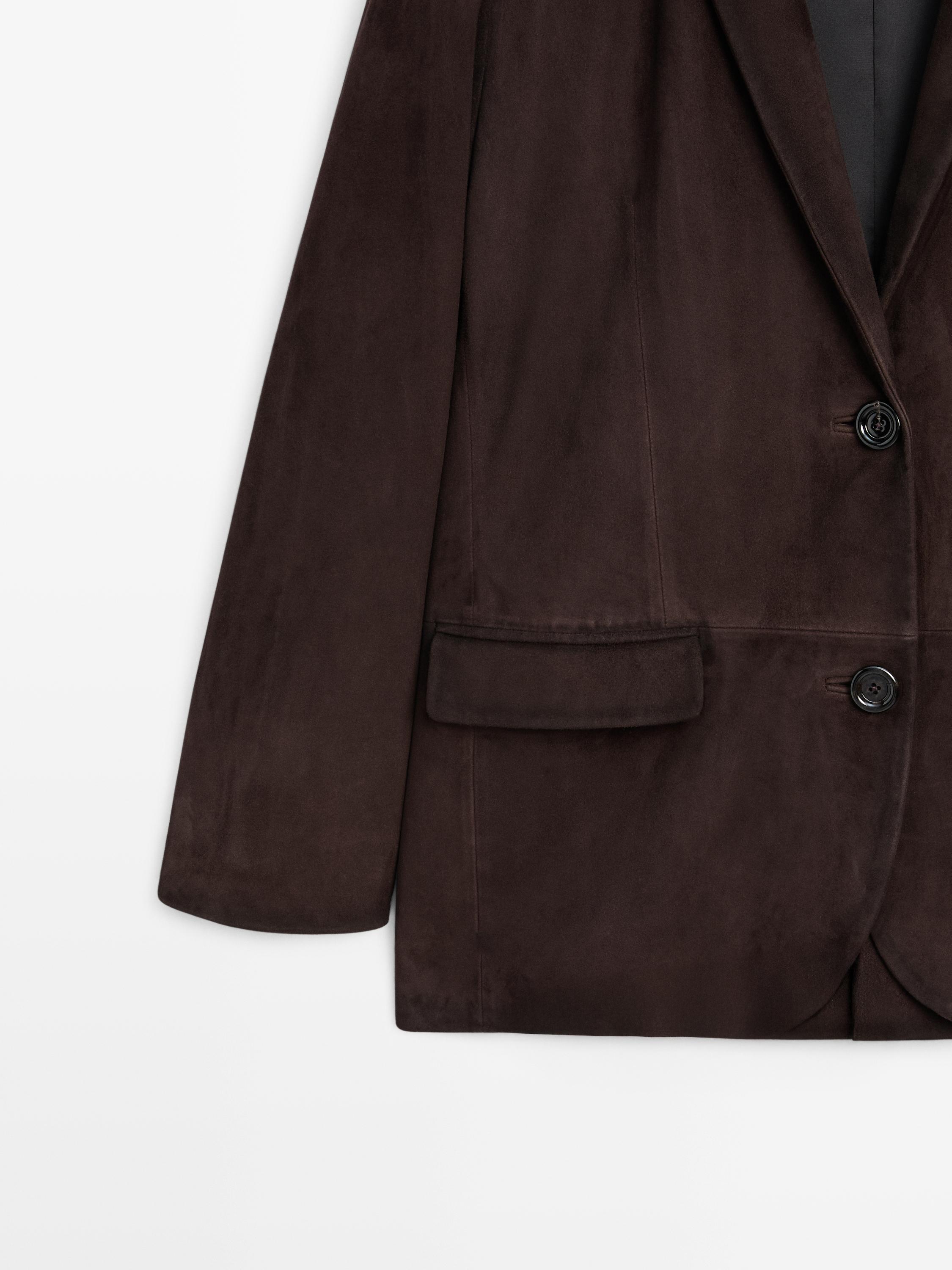 Blazer 100% cuir effet daim